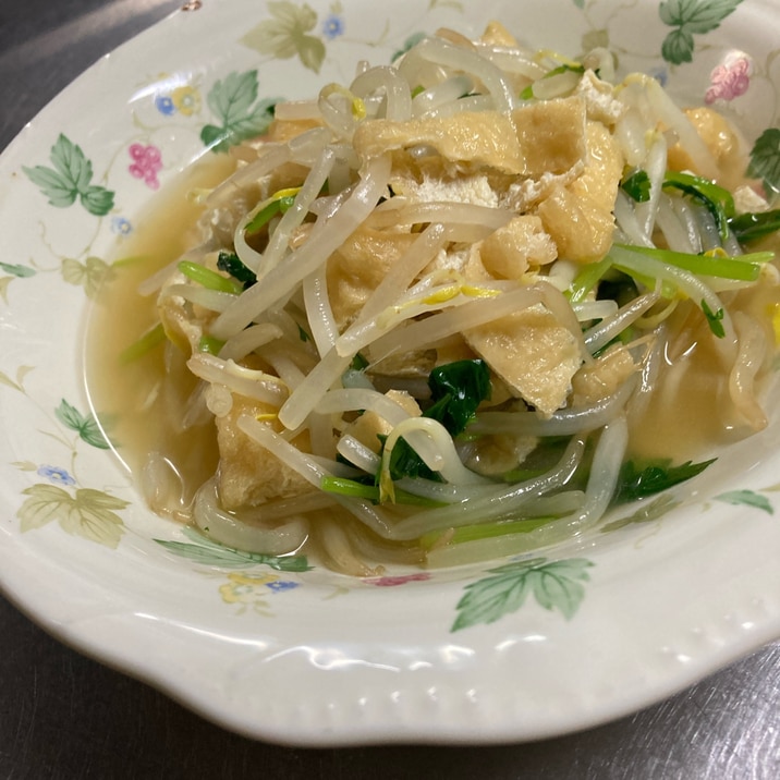 もやし、三つ葉、油揚げの和物